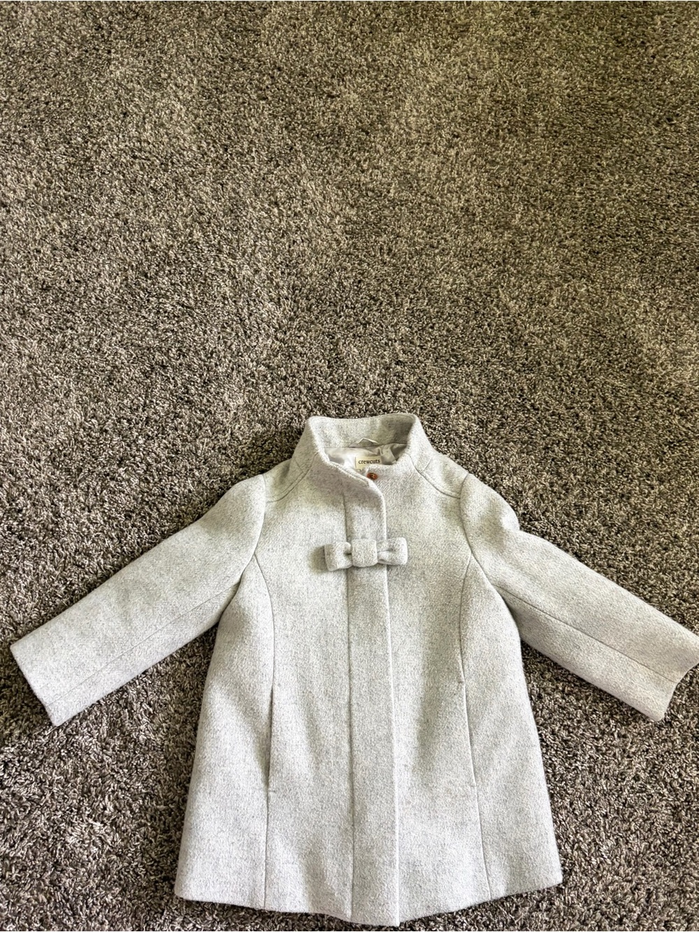 J. Crew Girls' Light Gray Bow-Front Pea Coat